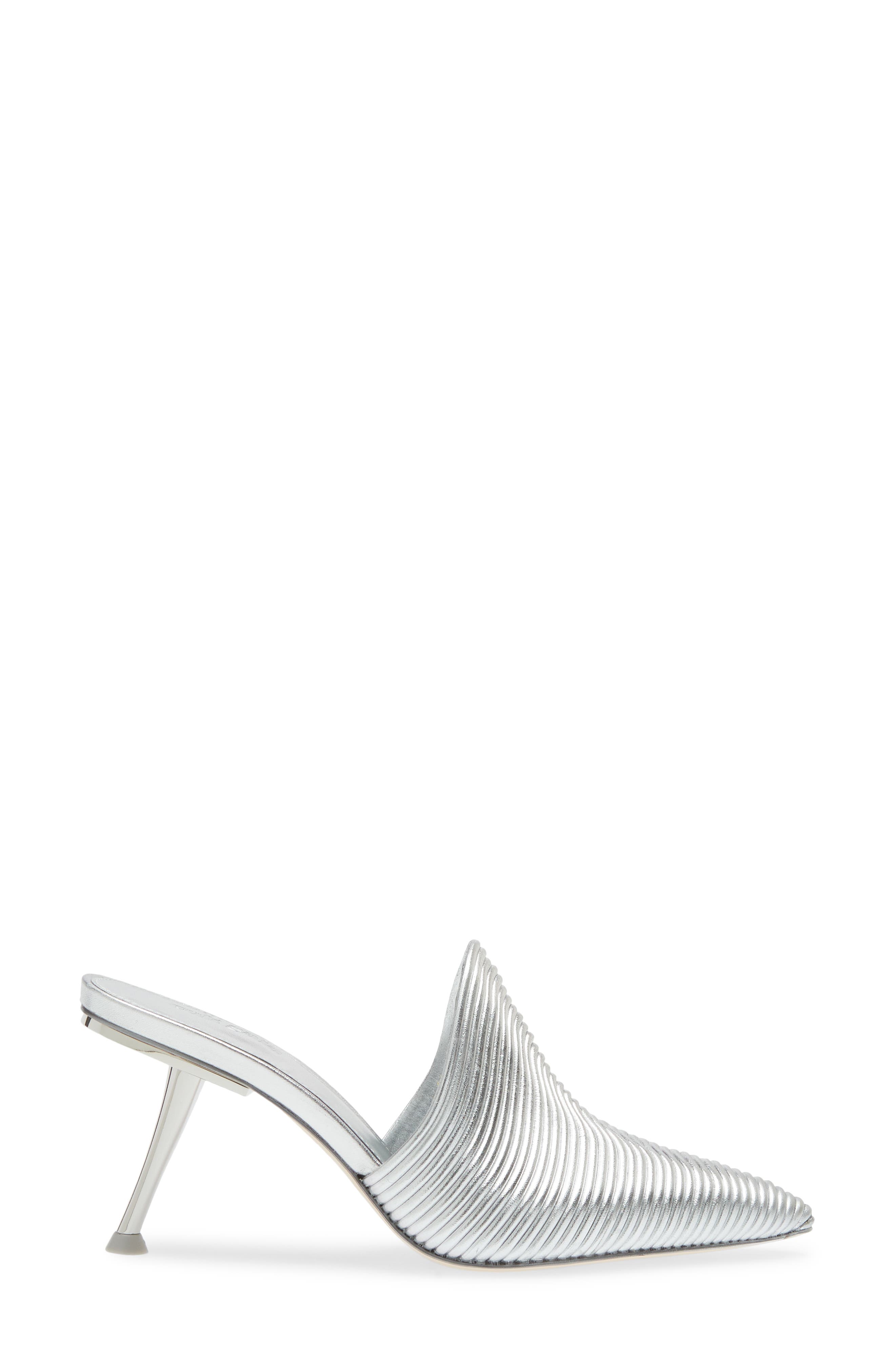 Mara Metallic Pointed Toe Mule, Alternate, color, BRIGHT SHINY SILVER