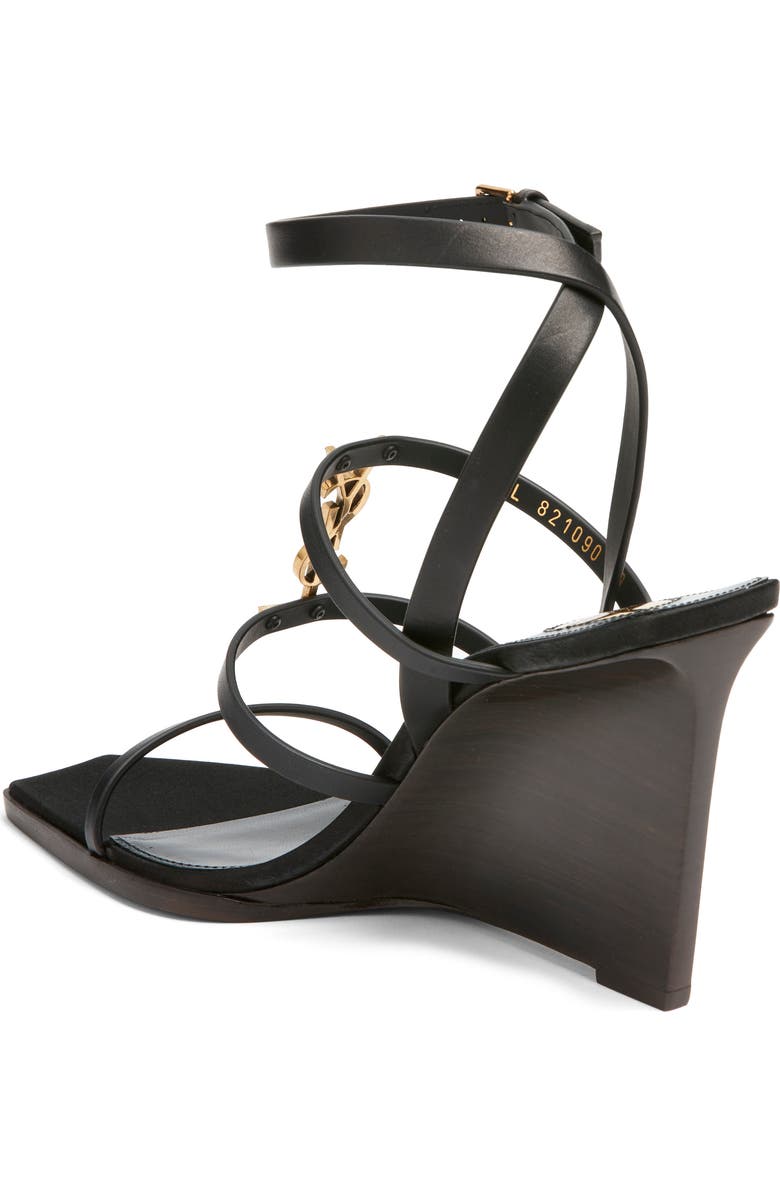 Saint Laurent Nicla Wedge Sandal, Alternate, color, Noir