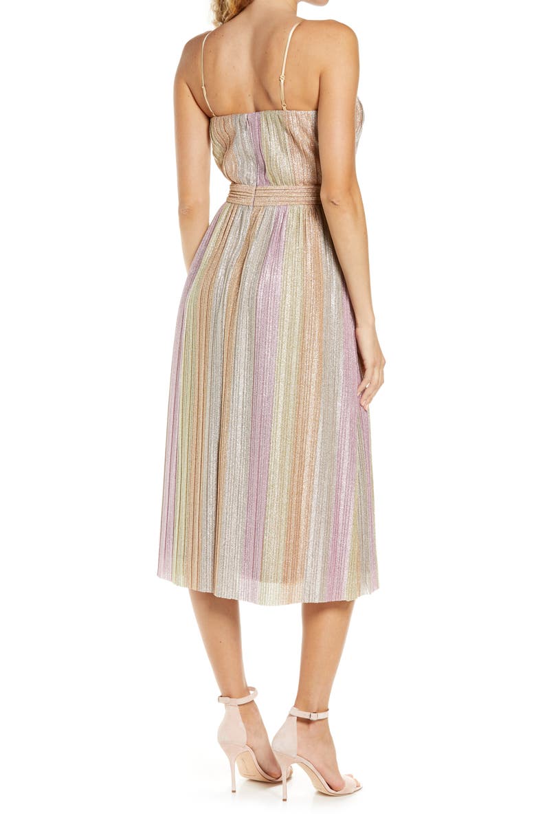 Vince Camuto Rainbow Shimmer Pleated Cocktail Dress, Alternate, color,