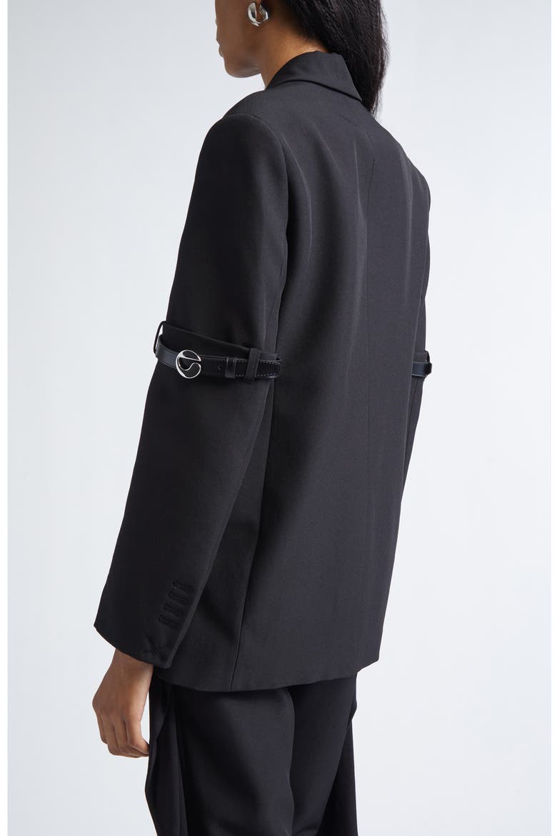Logo Belted Blazer, Alternate, color, BLACK