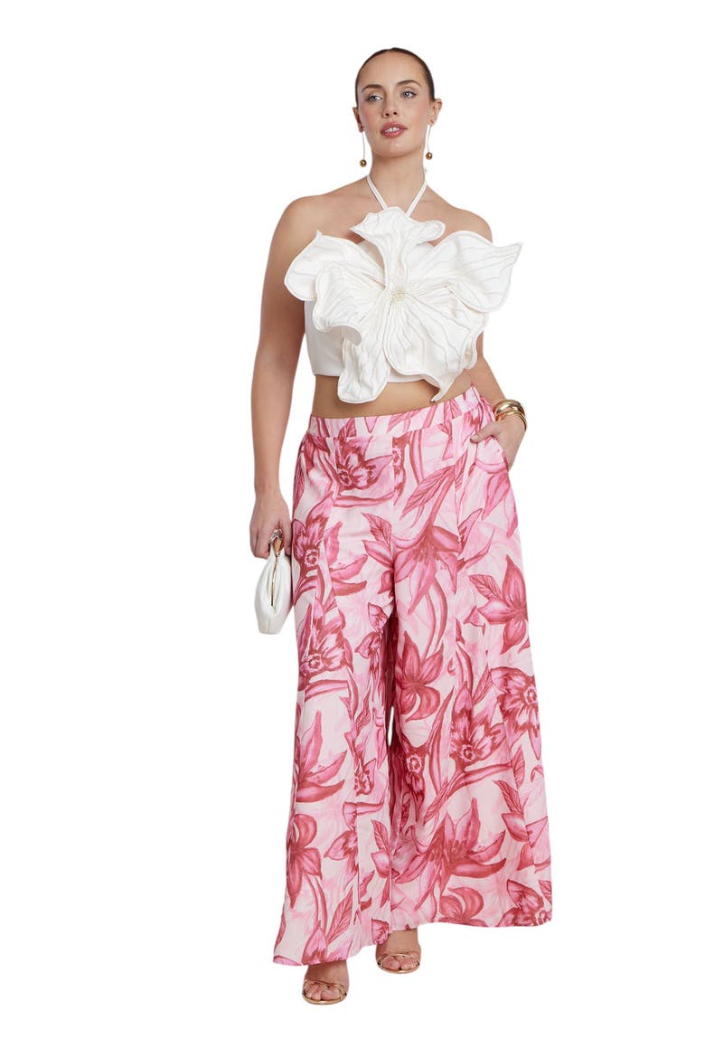 Patbo X Eloquii Embellished Flower Appliqué Top, Alternate, color, COCONUT CREAM