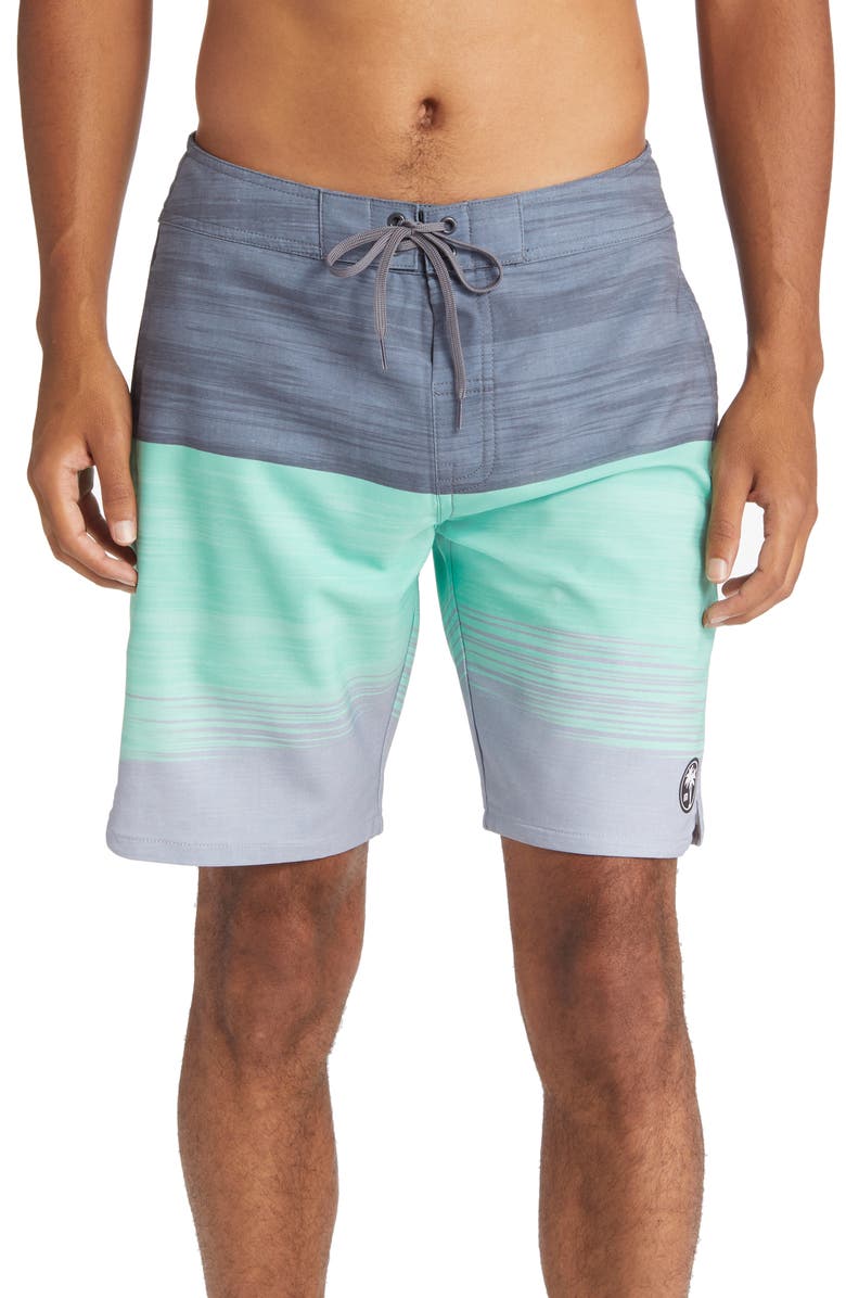 TravisMathew Nobody Panic Board Shorts, Main, color, Heather Grey