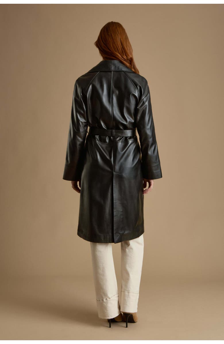 Furniq UK Sloane Leather Trench Coat, Alternate, color, Black