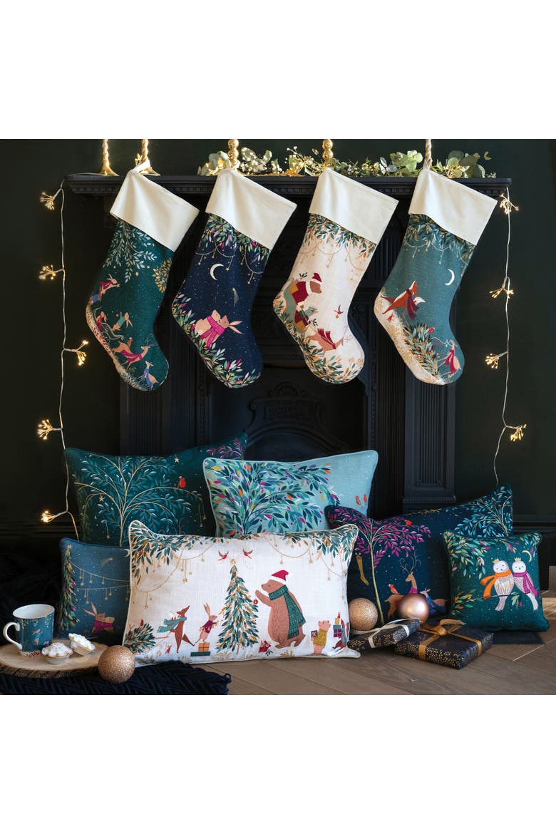 Rabbit Sleigh Christmas Stocking, Alternate, color, Green