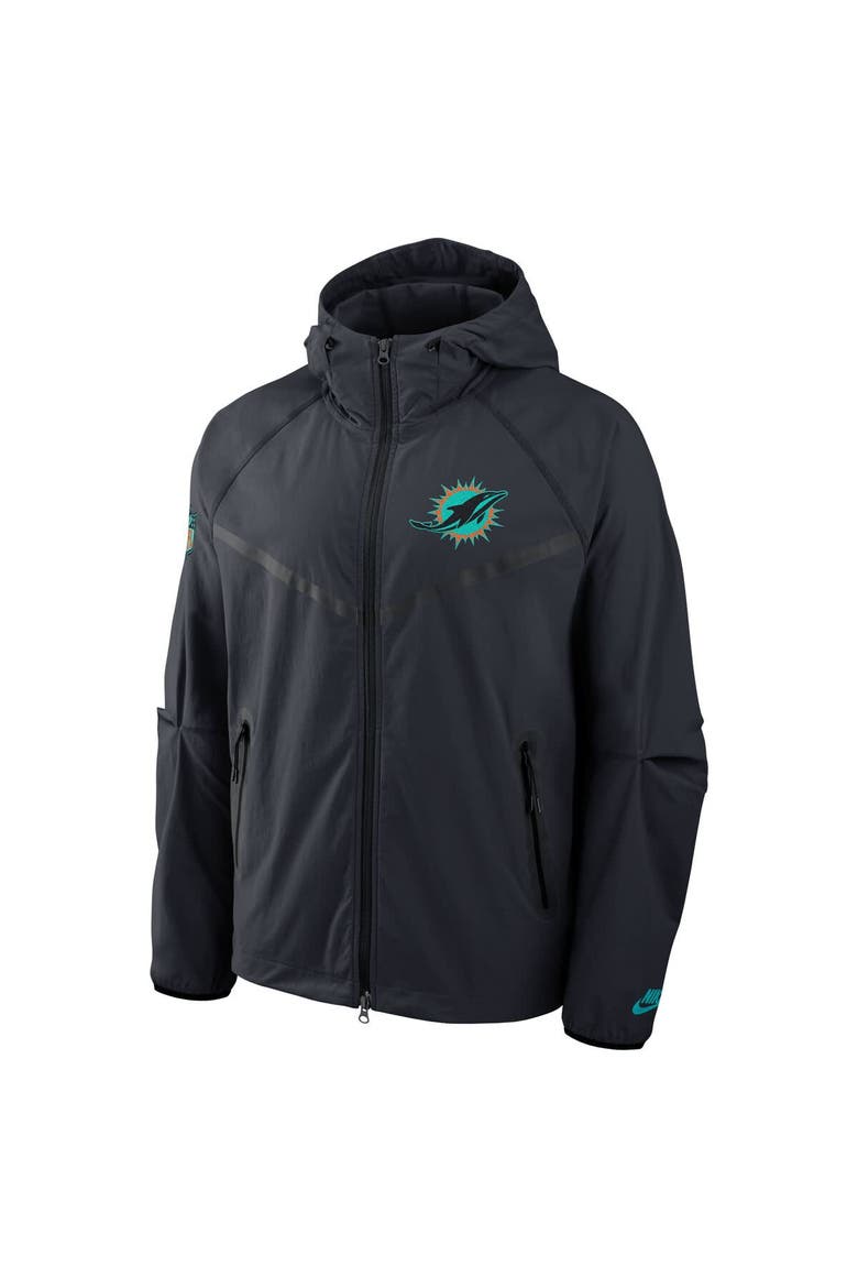 Men's Nike Pitch Blue Miami Dolphins 2025 Rivalries Collection Tech Raglan Full-Zip Jacket, Alternate, color, Navy