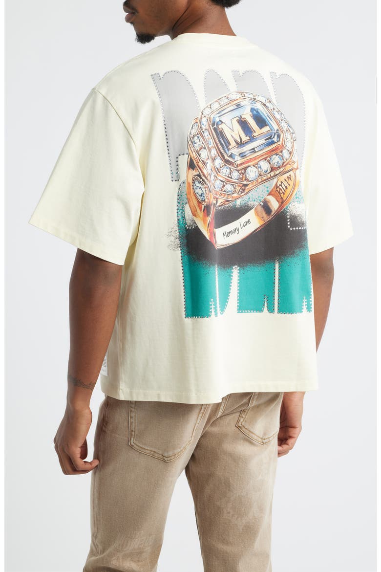 Oversize Crystal Embellished Nostalgic Champs Crop Graphic T-Shirt, Alternate, color, OFF WHITE