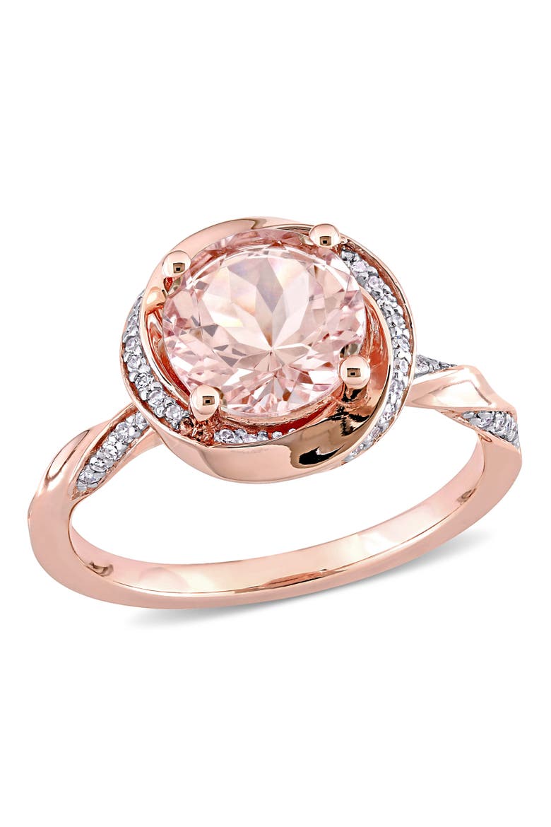 Morganite & Diamond Swirl Ring 10k, Main, color, Morganite