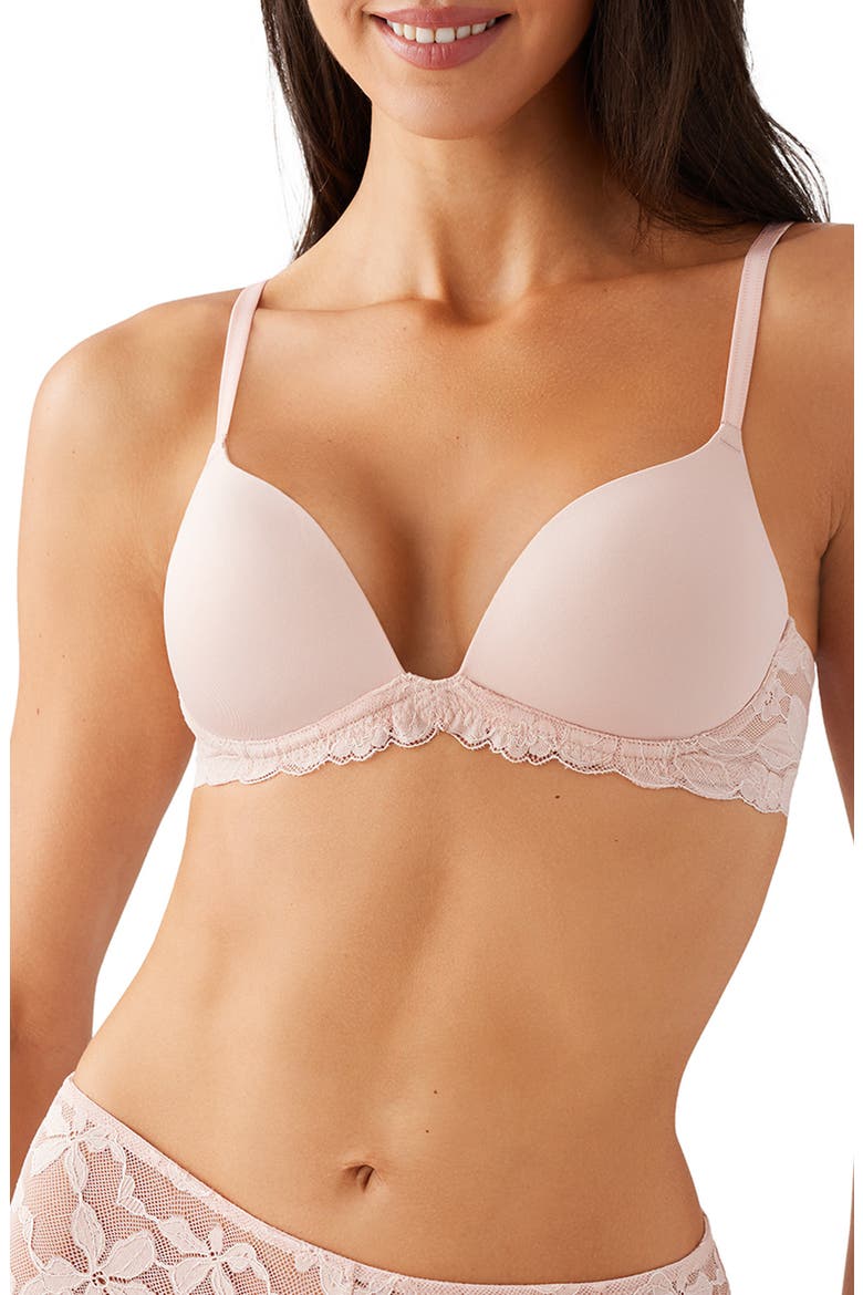 Feeling Famous Wirefree Push-Up Bra, Main, color, ROSE SMOKE/ WHITE