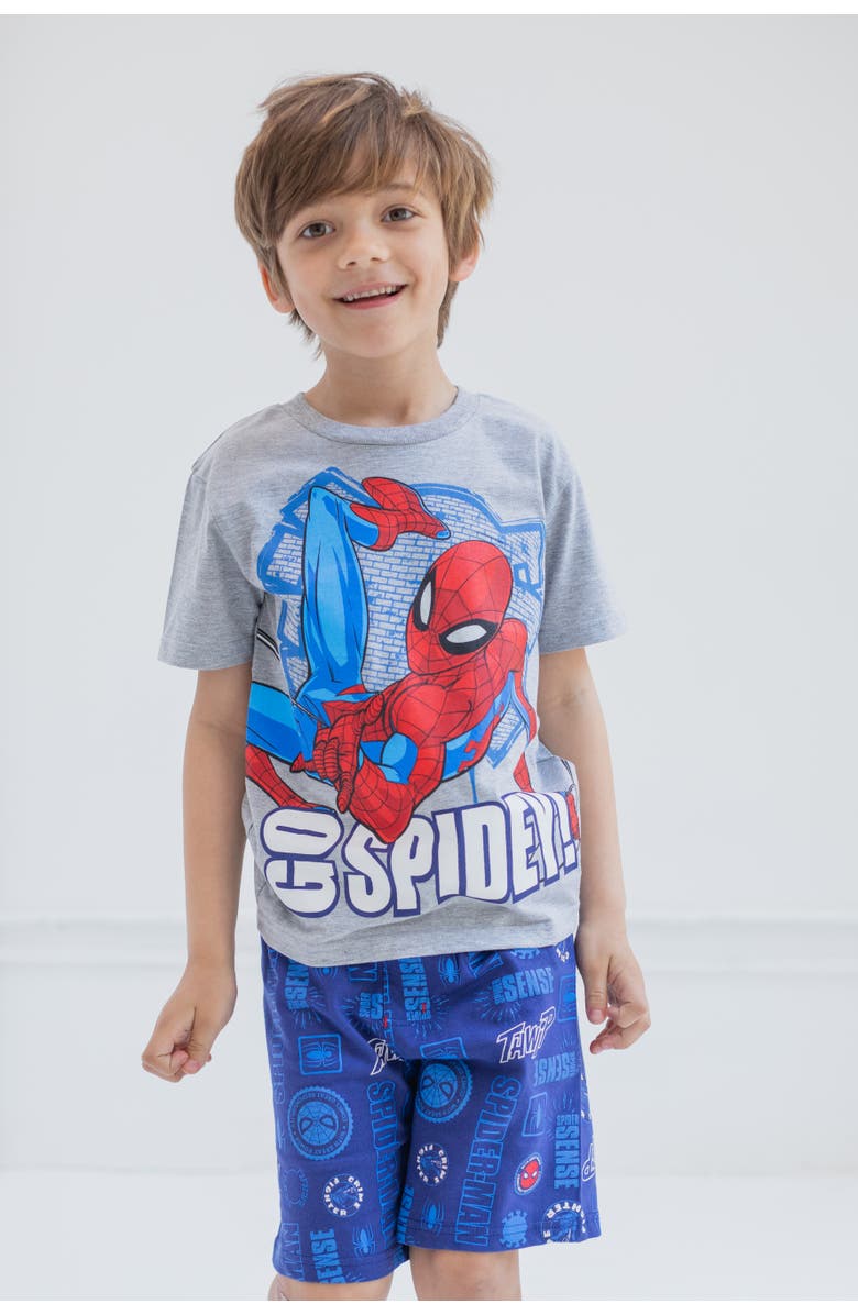 Marvel 2-Piece T-Shirt and Shorts Set, Alternate, color, Spider Man Grey Blue