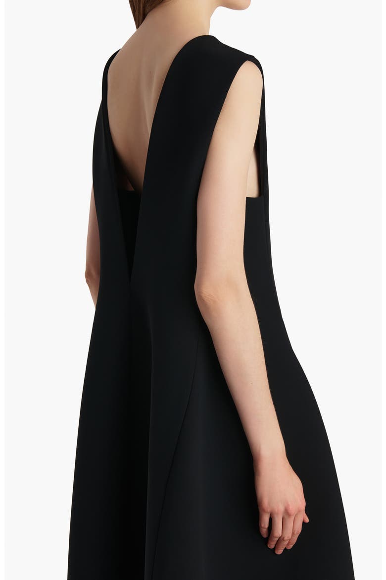 Medow Double Face Crepe Fit & Flare Midi Dress, Alternate, color, BLACK