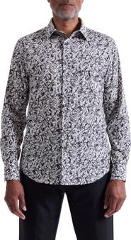 Bugatchi Julian Shaped Fit Floral Print Stretch Cotton Button-Up Shirt