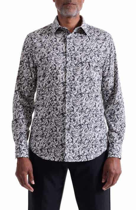 Bugatchi Julian Shaped Fit Floral Print Stretch Cotton Button-Up Shirt