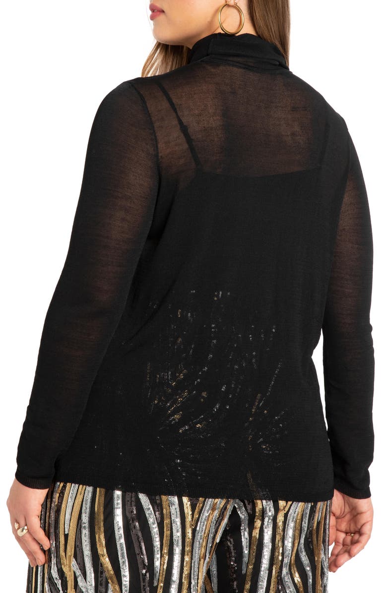 ELOQUII Sheer Turtleneck Sweater, Alternate, color, 