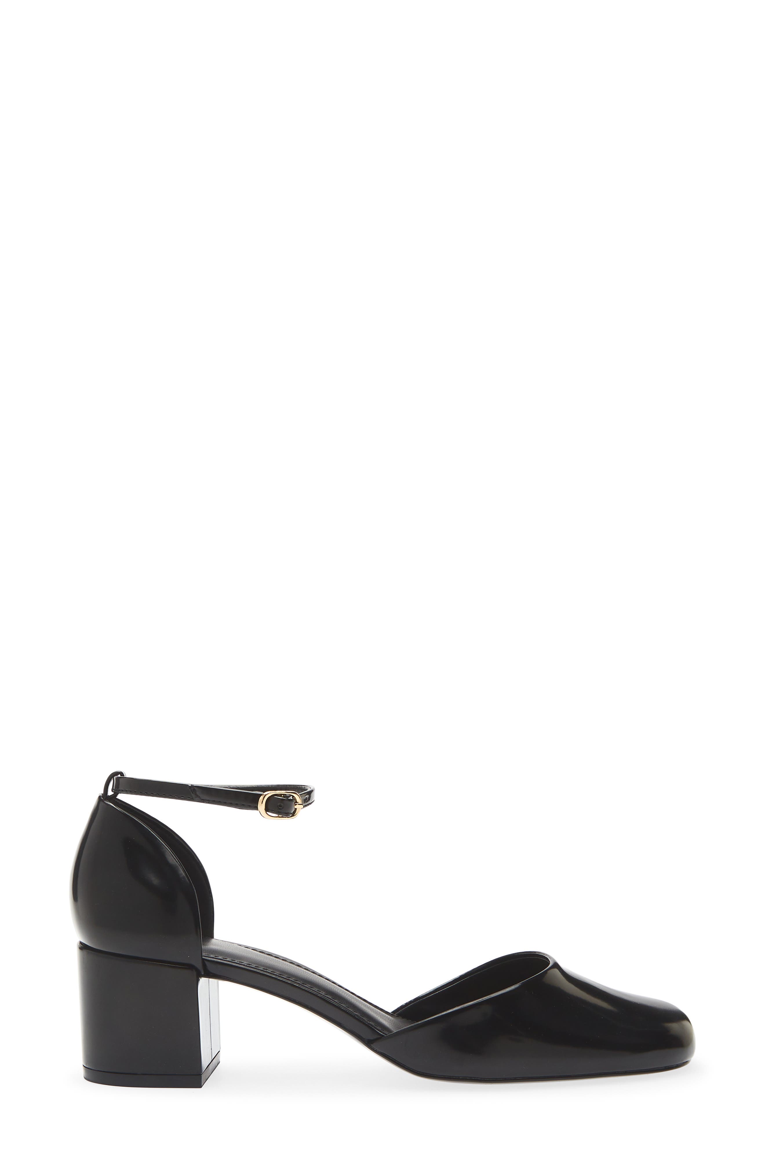 Elit Faux Leather Ankle Strap Pump, Alternate, color, BLACK