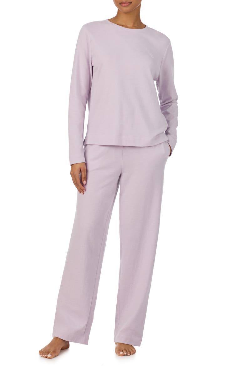 Herringbone Print Cotton Pajamas, Main, color, LAVENDPT