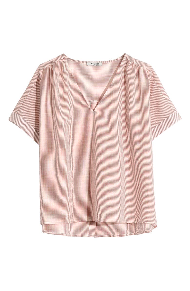 Madewell Stripe Button-Back Top, Alternate, color, 