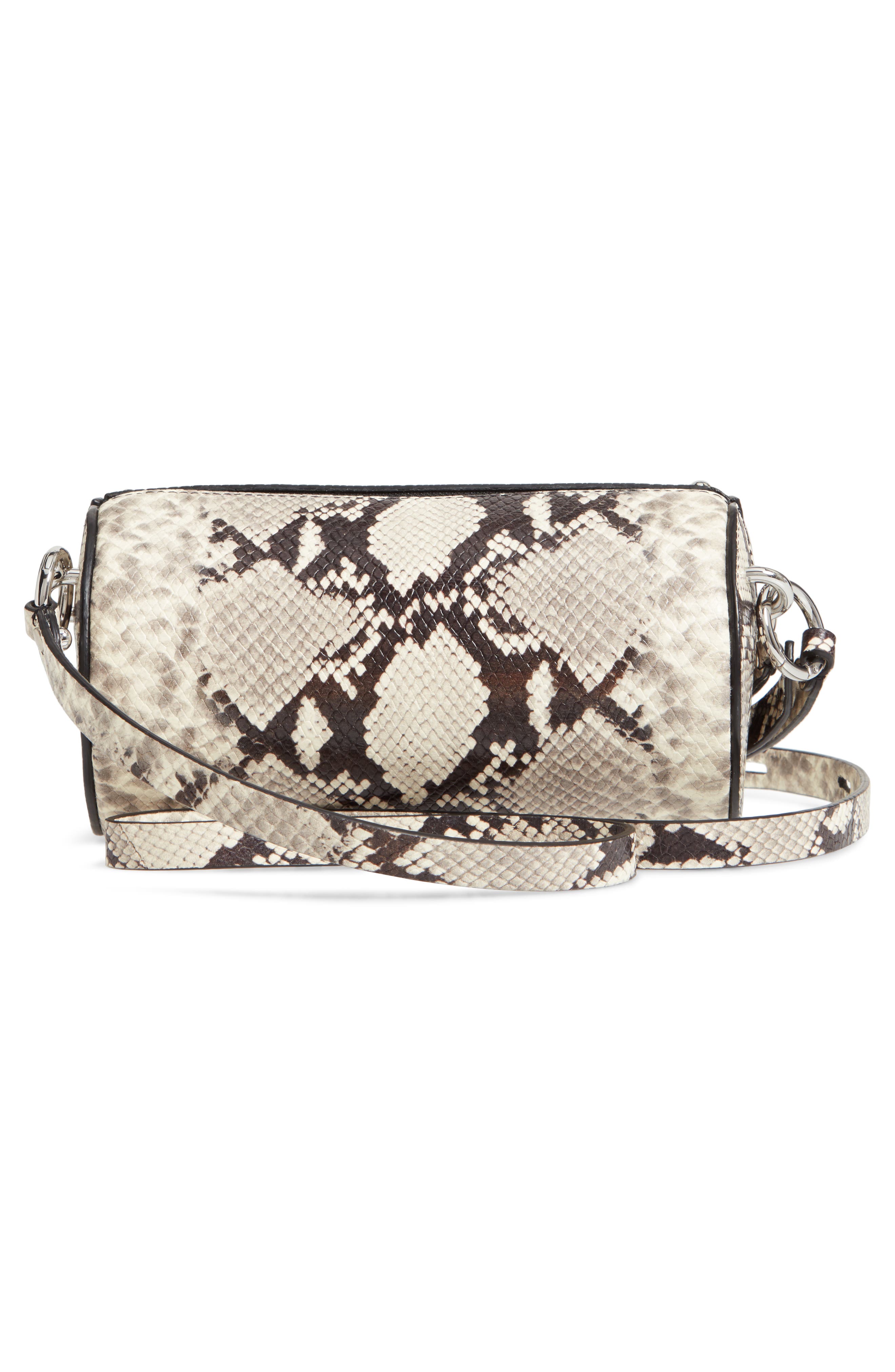 Rebecca Minkoff Python Embossed Leather Barrel Crossbody Bag, Alternate, color, 