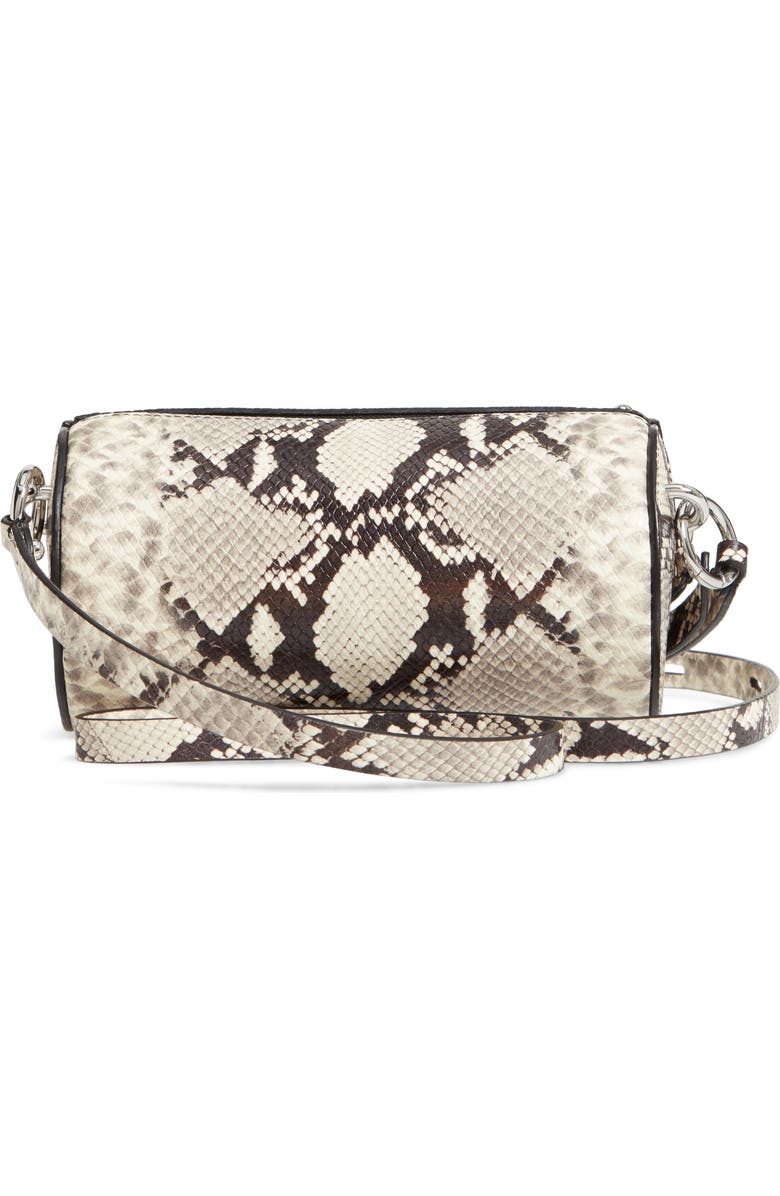 Rebecca Minkoff Python Embossed Leather Barrel Crossbody Bag, Alternate, color,