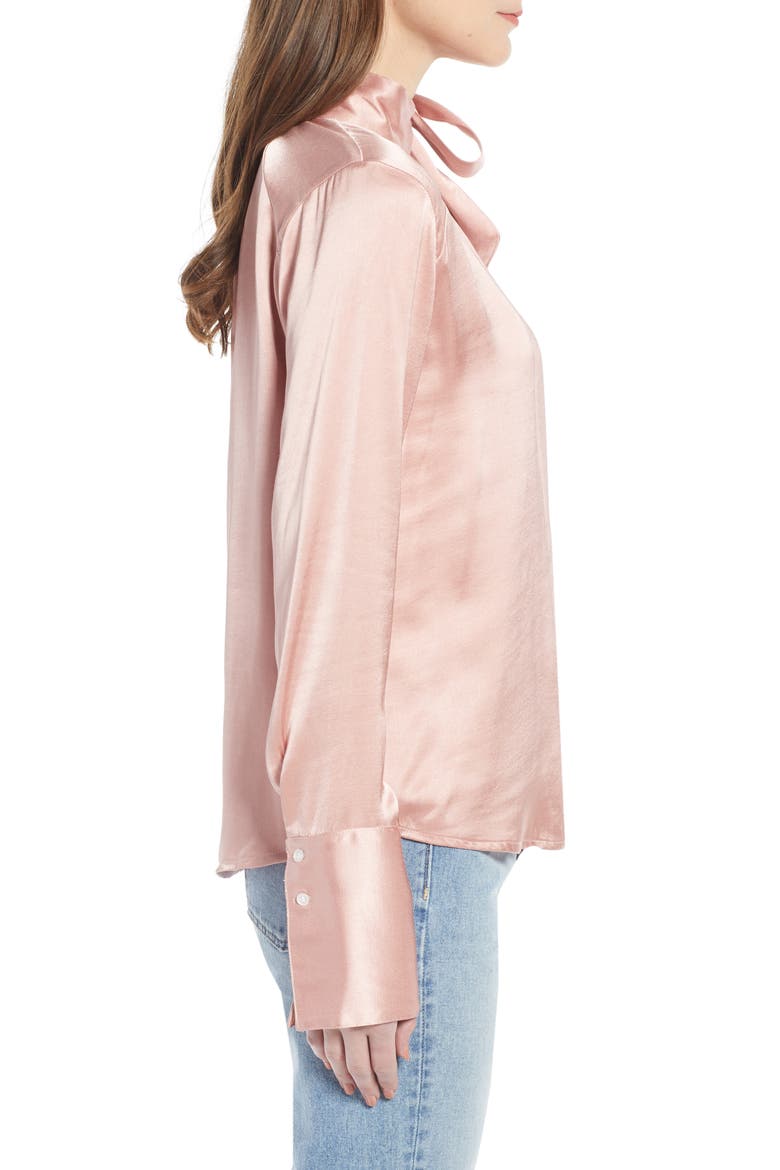 Easy Tie Neck Top (Nordstrom Exclusive), Alternate, color, PINK MISTY