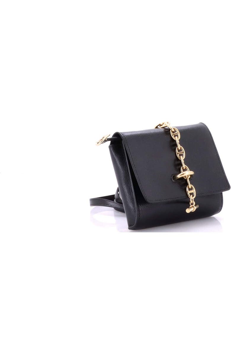 Pre-Owned Hermes Chaine d'Ancre Compact Wallet on Strap Chevre Mysore, Alternate, color, Noir