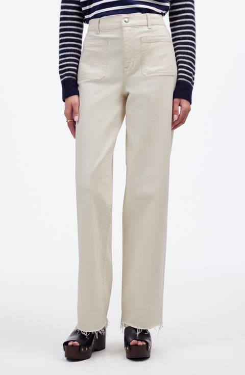 【MODERNIF】Ritz Cream Wide Denim Pants Bay Jean in Ecru