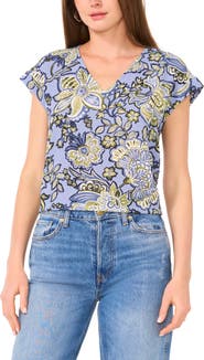 Vince Camuto Print V-Neck Top