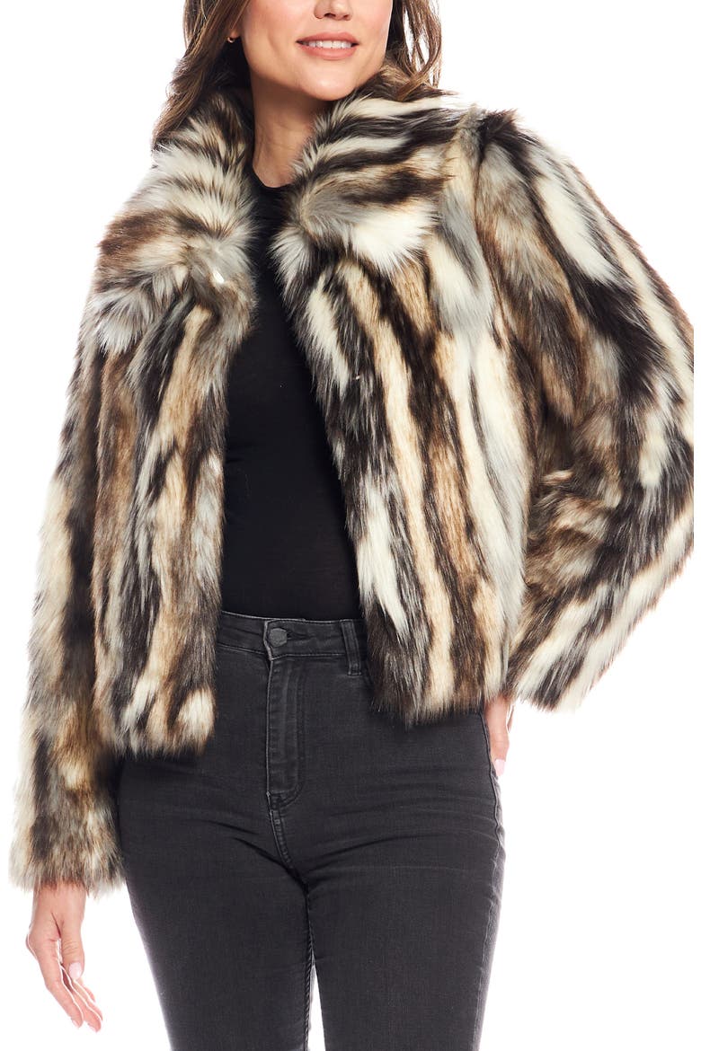 Desert Dream Faux Fur Jacket, Main, color, MULTI BEIGE