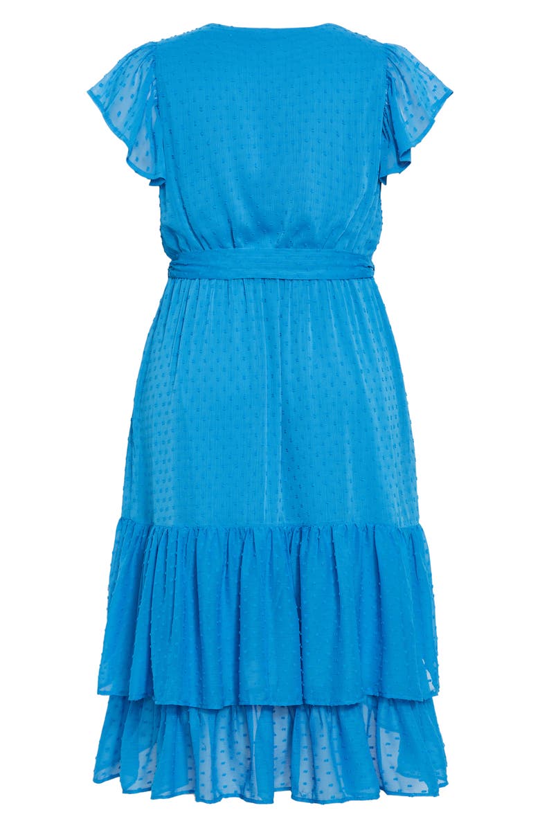 City Chic Dee Clip Dot Wrap Front Dress, Alternate, color, Blue