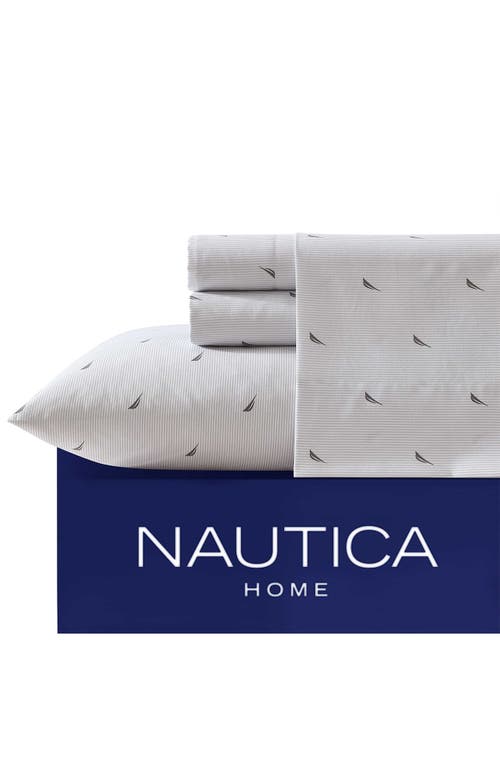 Nautica J-class Boat Stripe Sheet Set In Light Grey