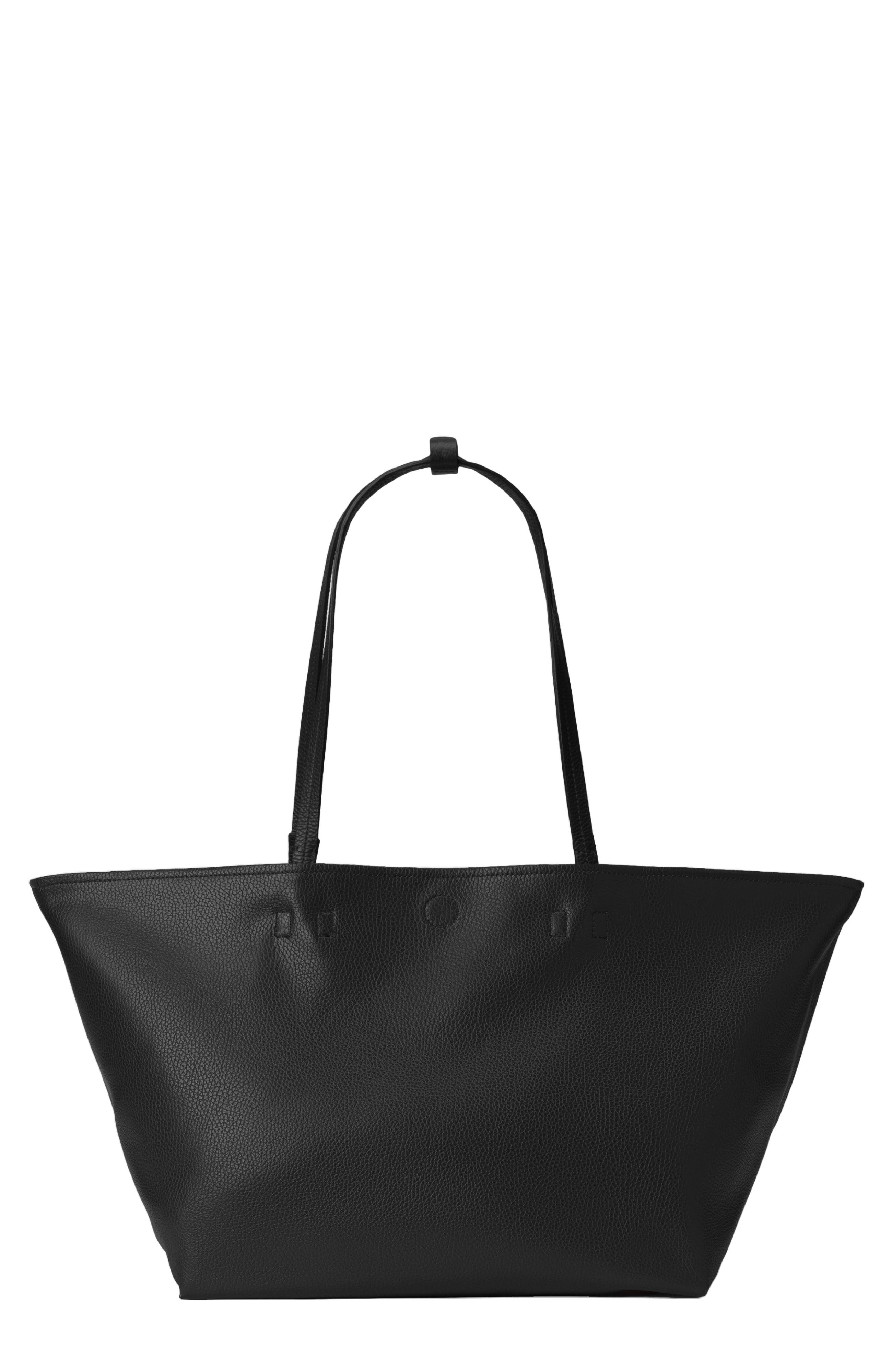 HYER GOODS Leather Mercato Soft Tote, Alternate, color, Black