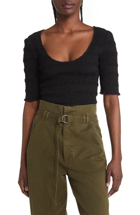 Smocked Scoop Neck Top