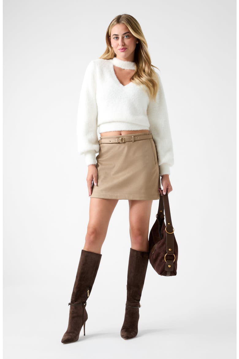 New Grace Faux Suede Miniskirt, Alternate, color, LIGHT BEIGE