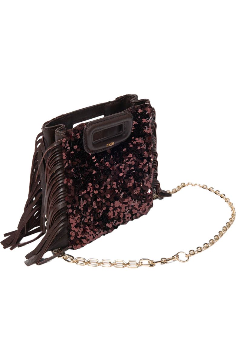 maje Sequin M mini bag, Alternate, color, Brown