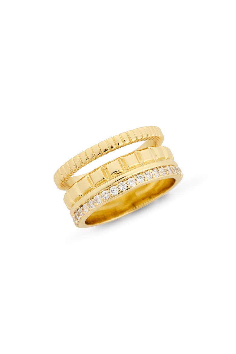 Pavè Textured Faux Stack Ring, Main, color, CLEAR / GOLD