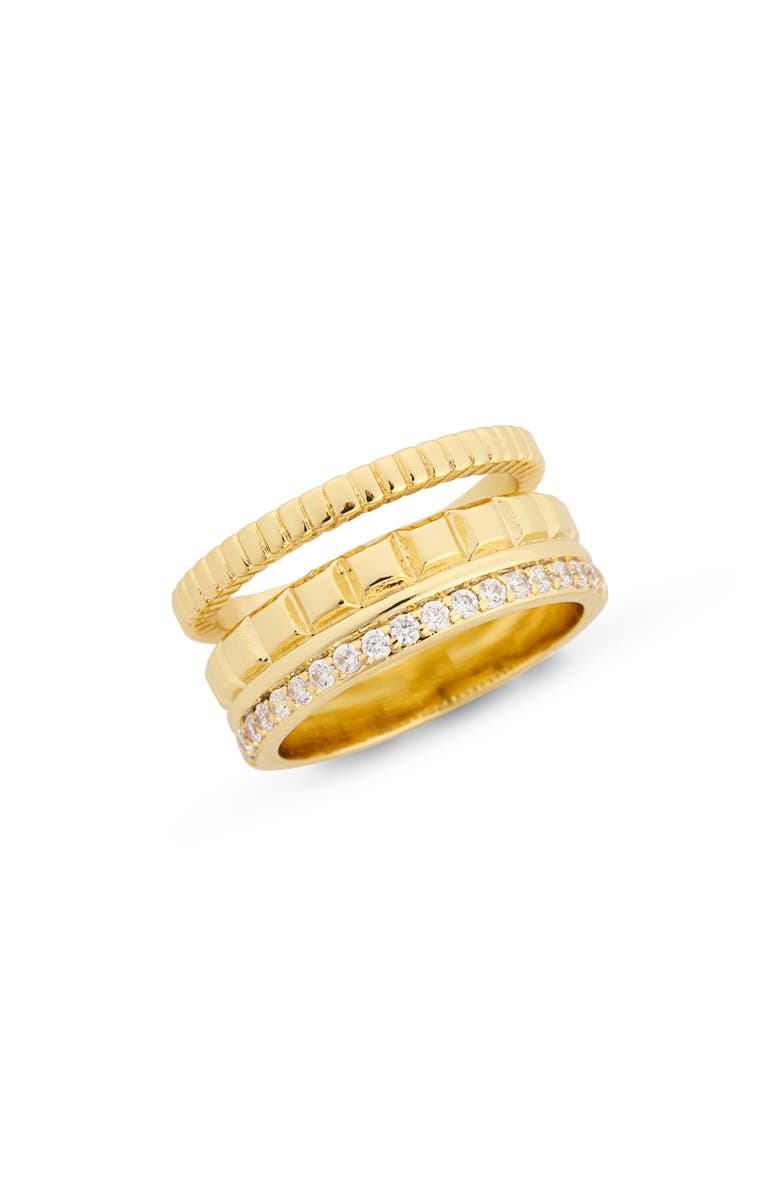 Covet Pavè Textured Faux Stack Ring, Main, color, Clear / Gold
