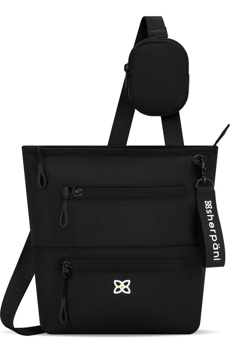 Sherpani Sadie Nylon Crossbody Bag RFID Protection and Removable Coin Purse, Main, color, Raven