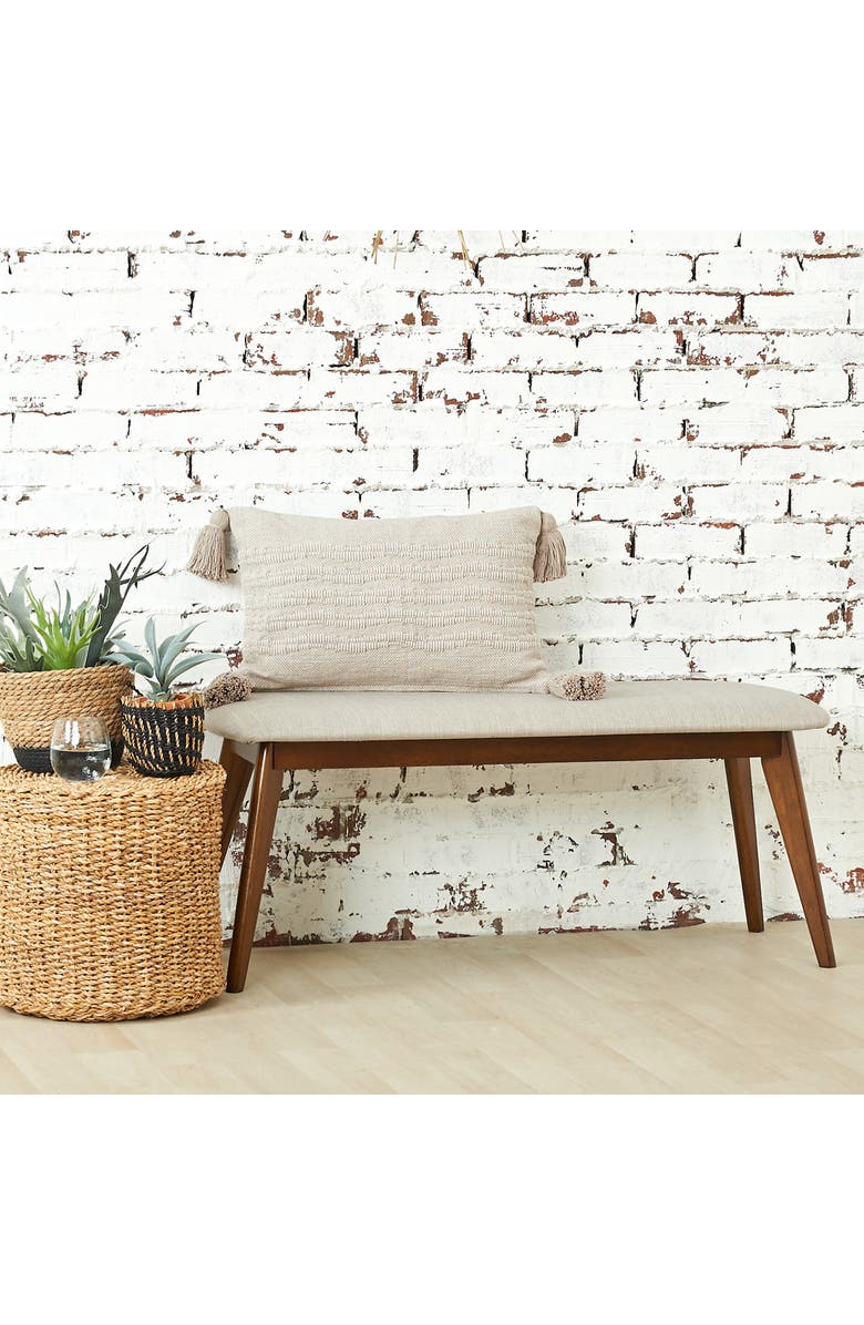 carol 
frank Hodges Woven Throw Pillow with Tassels, Alternate, color, Brown