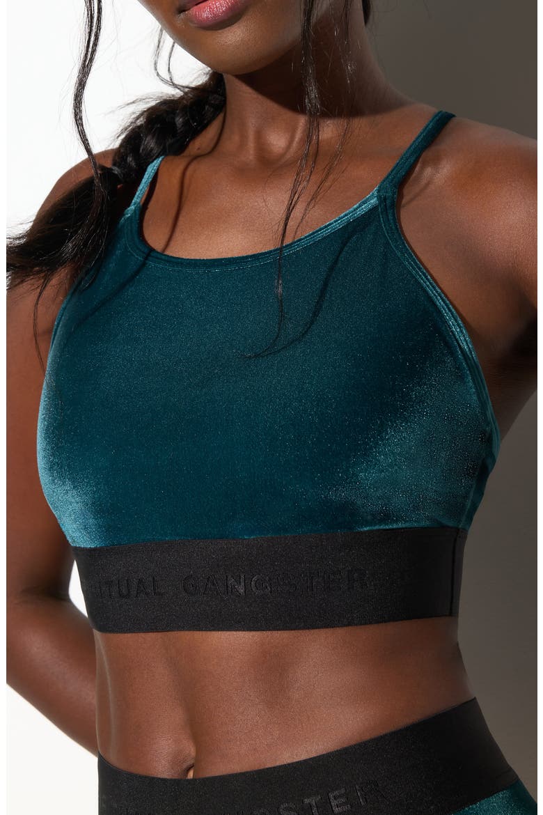 Shiloh Velour Sports Bra, Alternate, color, MIDNIGHT TEAL