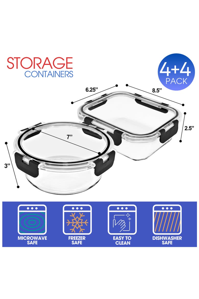 8-Pack Food Prep Containers, Alternate, color, CLEAR