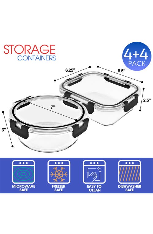 Sorbus Set Of 8 Glass Meal Prep Containers With Airtight Lids In Multi