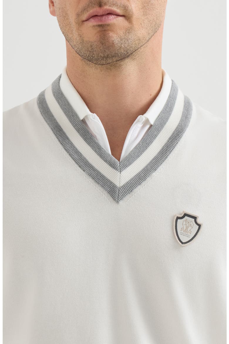 Cotton knit vest with logo, Alternate, color, Panama