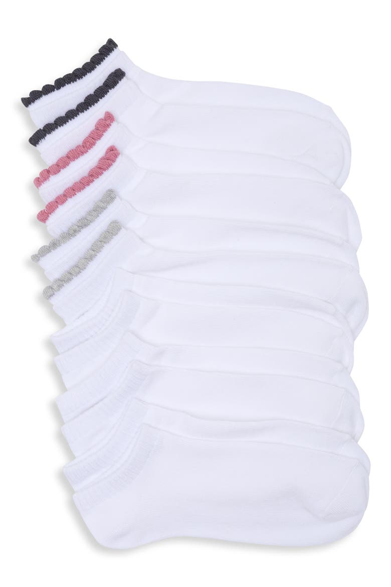 6-Pack Terry Double Cuff Low Cut Socks, Main, color, WHITE TRADITIONAL