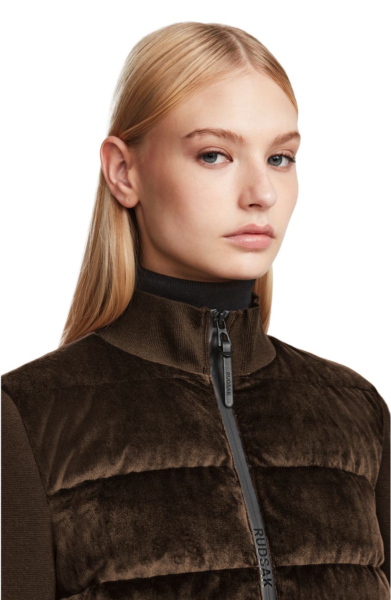 Rudsak CAMILLE V WOMEN'S VELVET HYBRID KNIT & LIGHT DOWN JACKET, Alternate, color, 