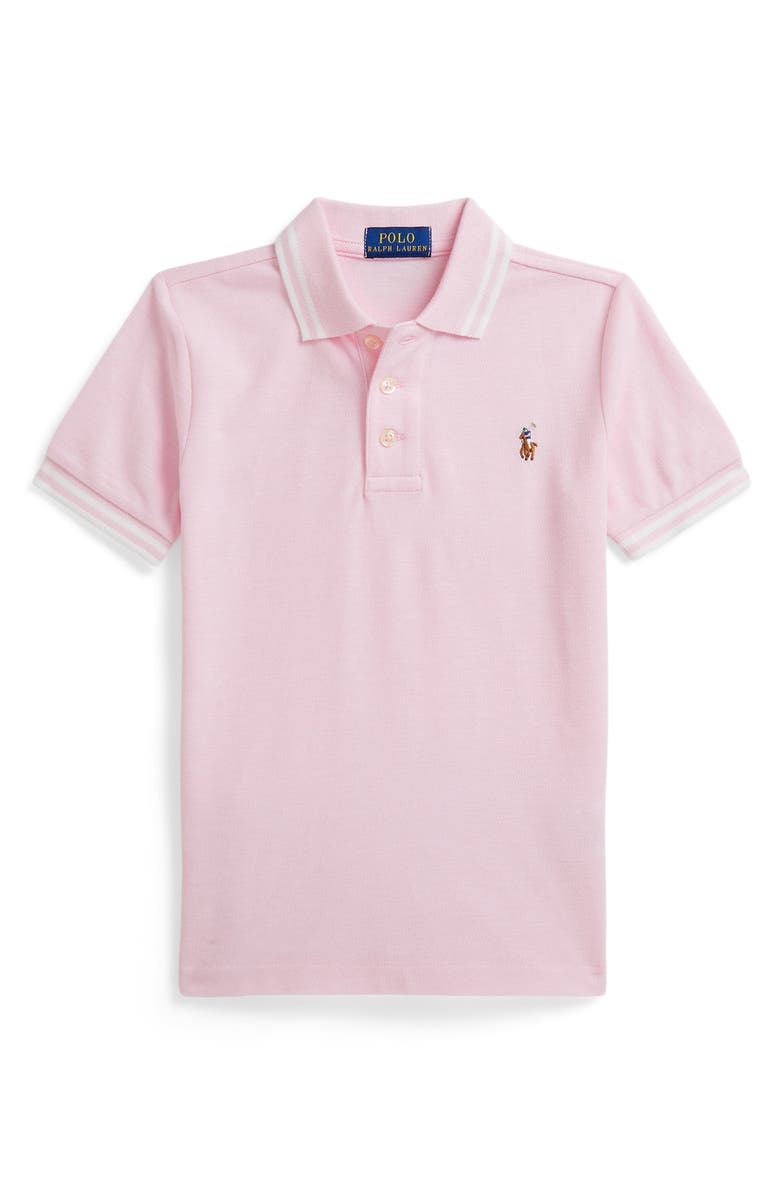 Polo Ralph Lauren Kids' Tipped Cotton Piqué Polo, Main, color, Carmel Pink/ White
