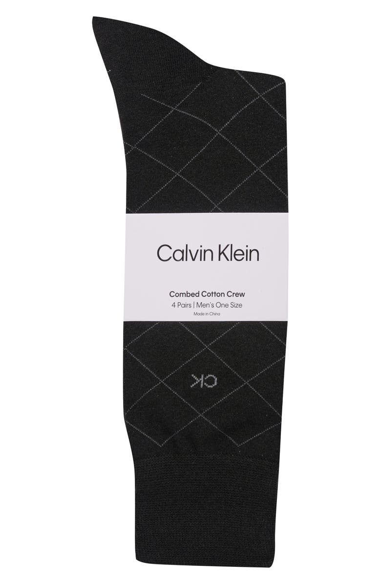 Calvin Klein Assorted 4-Pack Cotton Blend Crew Socks, Alternate, color, Black