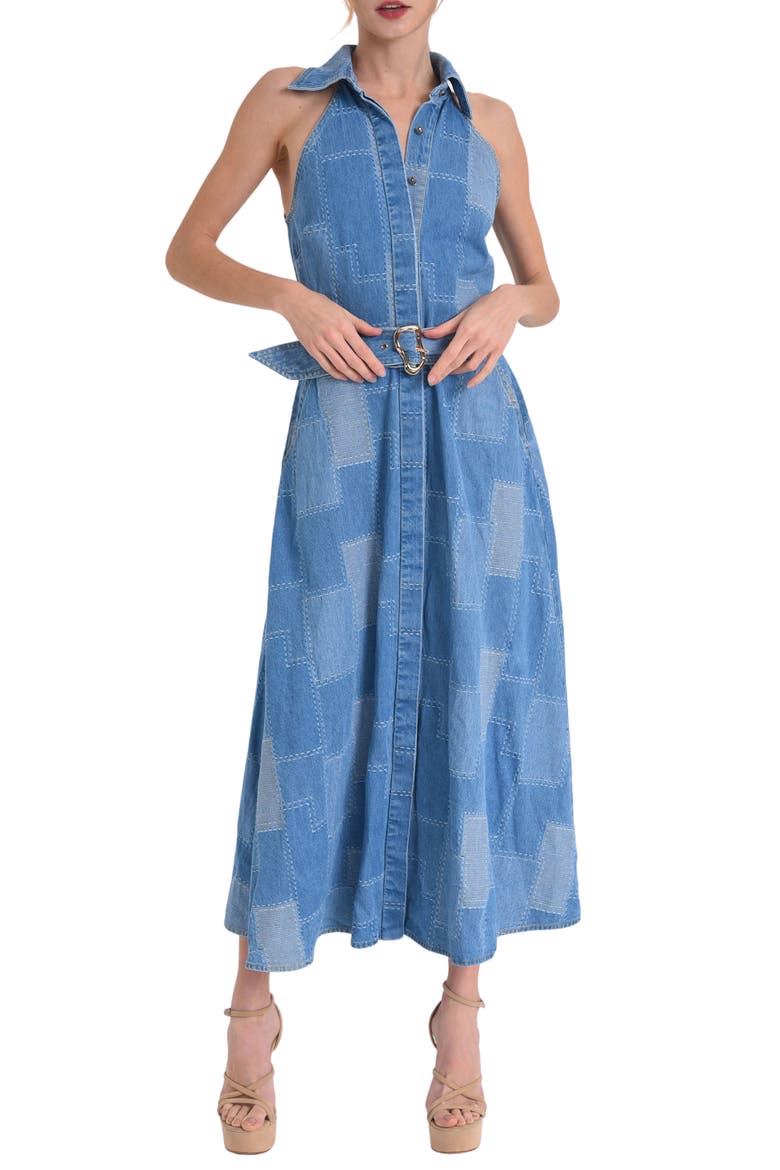 Dixie Belted Sleeveless Maxi Dress, Main, color, BLUE