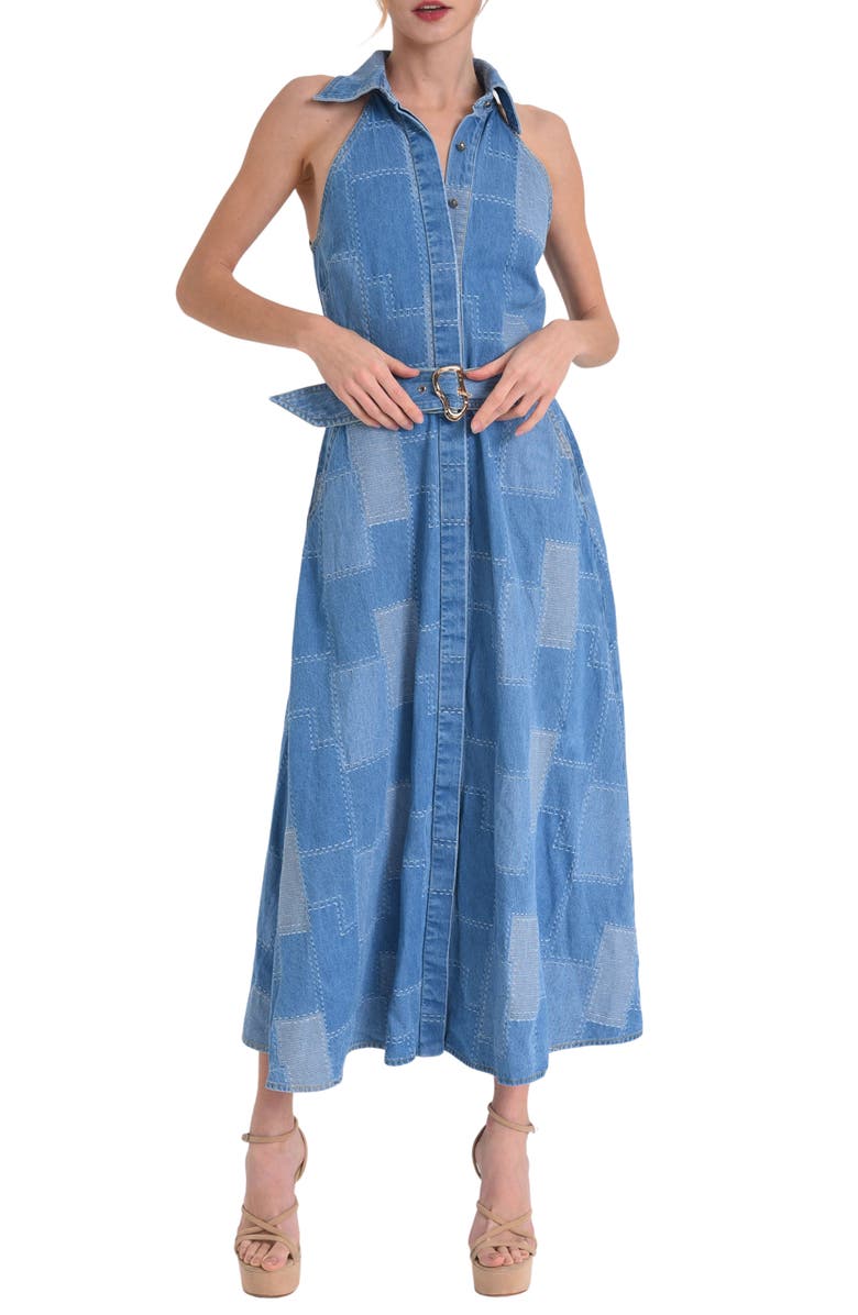 CIEBON Dixie Belted Sleeveless Maxi Dress, Main, color, Blue
