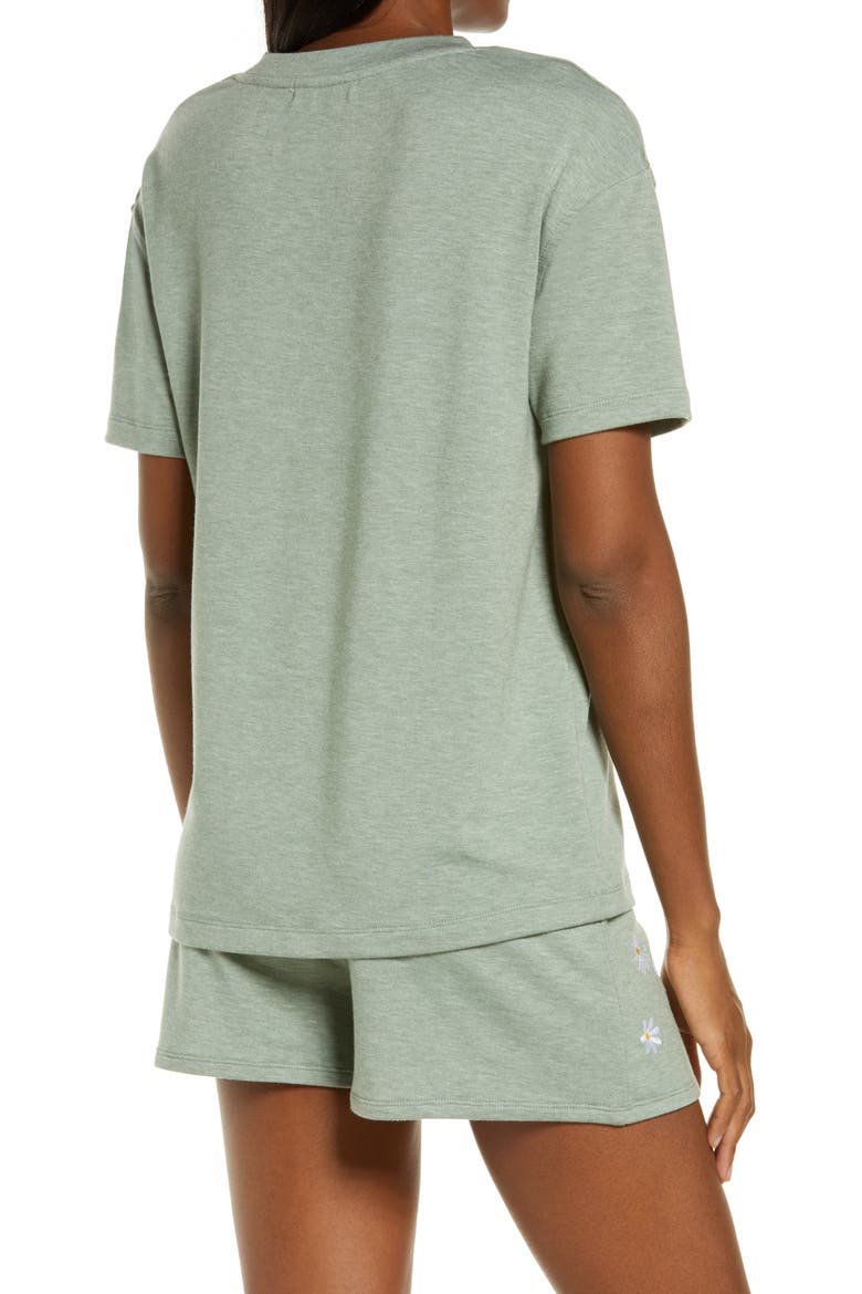 Heathered Short Pajamas, Alternate, color, HEATHER LILY PAD