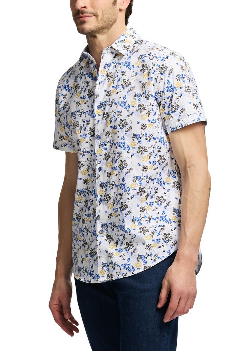 Alvie Short Sleeve Cotton Button-Up Shirt, Alternate, color, WHITE MULTI