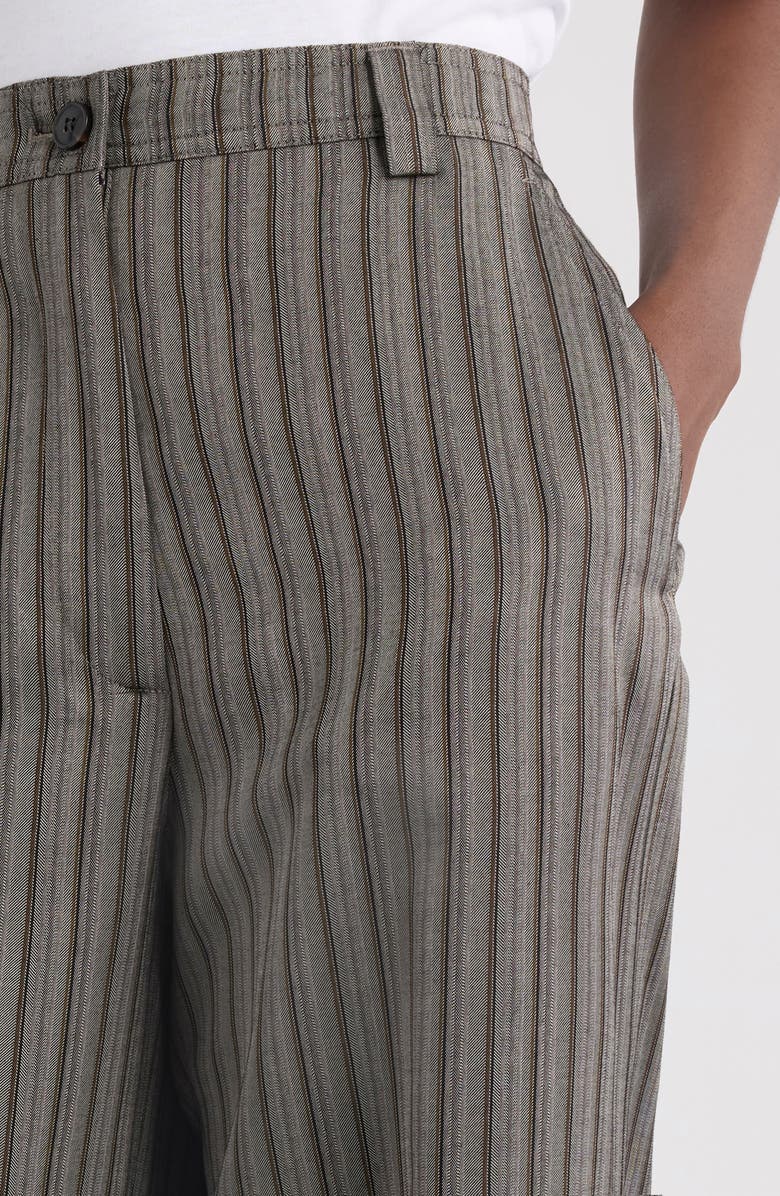 Dries Van Noten Pakora Multistripe Fluid Cuffed Pants, Alternate, color, Grey